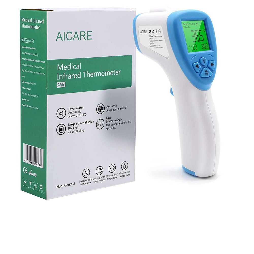 AICARE Medical Infrared Thermometer Non Contact with Digital LCD Multi Function