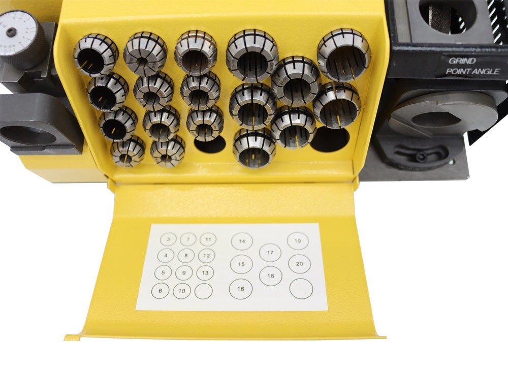 Enhanced Drill Bits Sharpener 3-20mm End Mill Sharpener 18 Collets 120W Powered