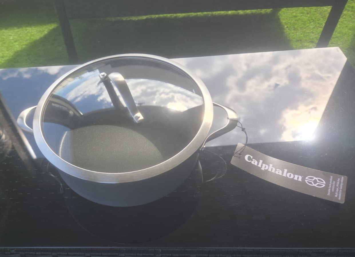 Calphalon 5 Qt Hard Anodized Nonstick Pan w/ Glass Lid 8785 NEW Heavy Duty