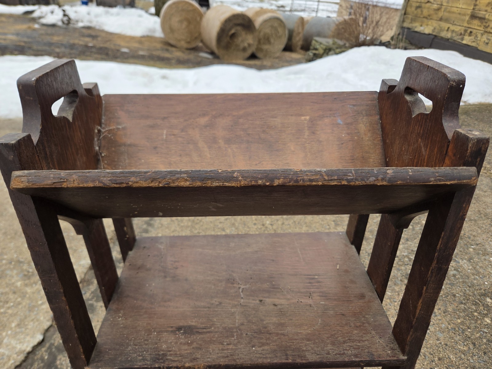 Lakeside Craft Shop Mission Style Magazine Stand Bookcase Trough Top C1910