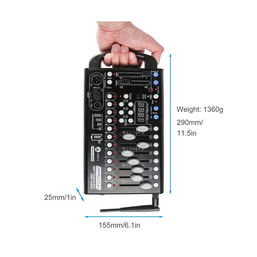 MAD OWL Built-in Battery Ultra-Thin Portable DMX512 Console 192CH programmabl...