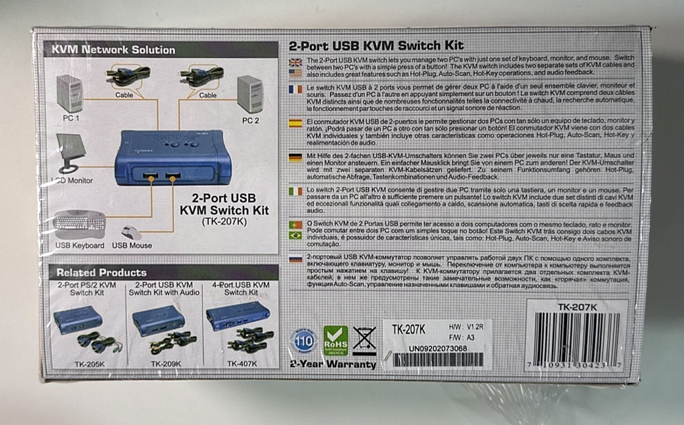 TRENDNET KVM-207k: 2-Port USB KVM Switch Kit