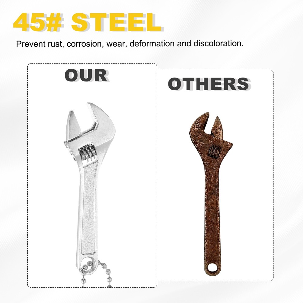 2pcs Mini Adjustable Wrench 2.5" Tiny Spanner Keychain Hand Knurl Tool, Silver