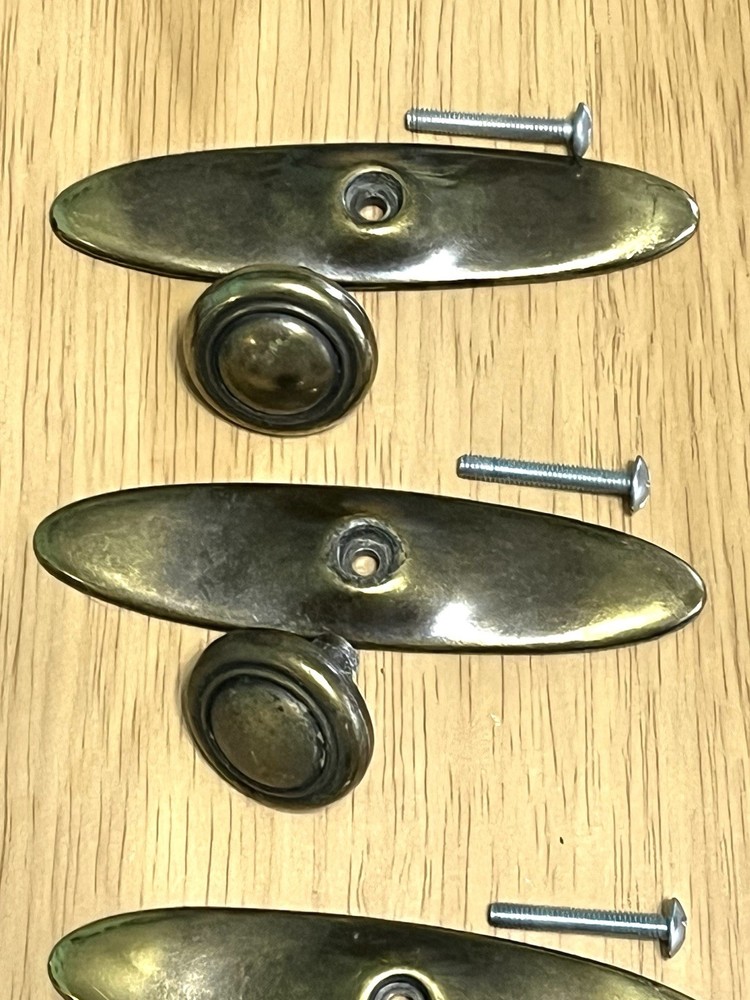 KBC 2 Brass Drawer Knobs Pulls W/ Backs Lot # N19381