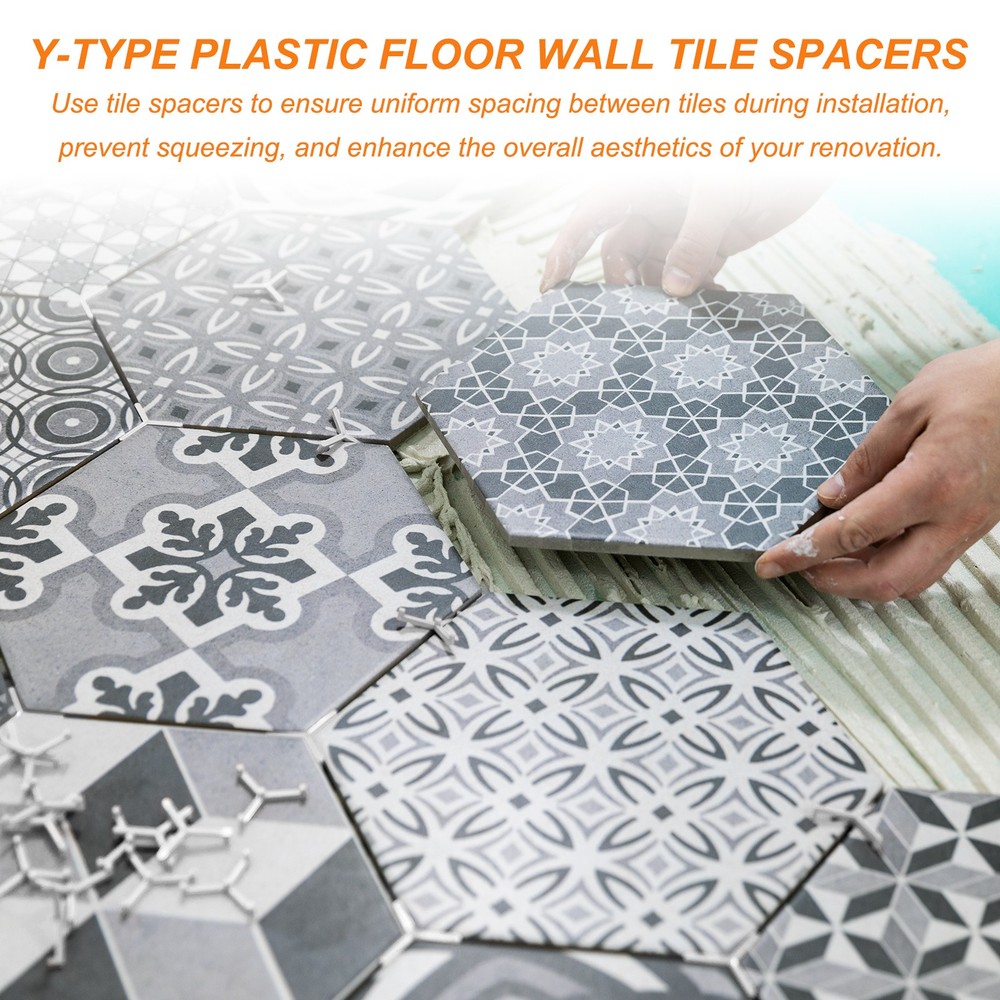 3/32" 2.5mm Tile Spacers，500Pcs Y Type Plastic Spacers, White