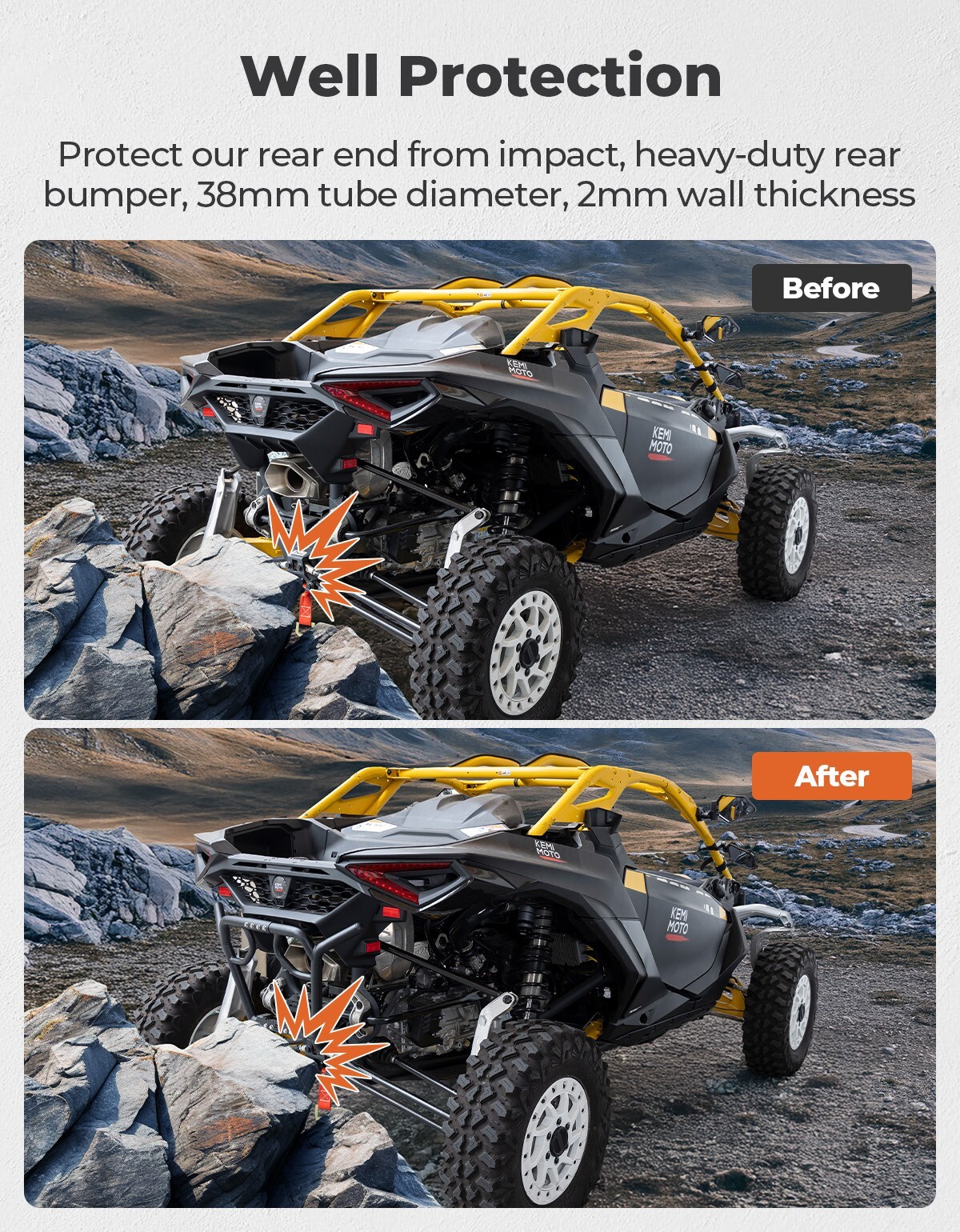 KEMIMOTO For Can-Am Maverick R 2024-2025 #715007172 Rear Bumper Runner Guard