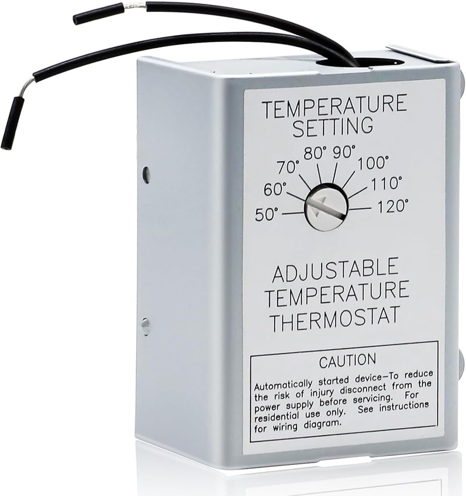 2 Pack 58033 Single Speed Adjustable Thermostat for Power Attic Ventilators