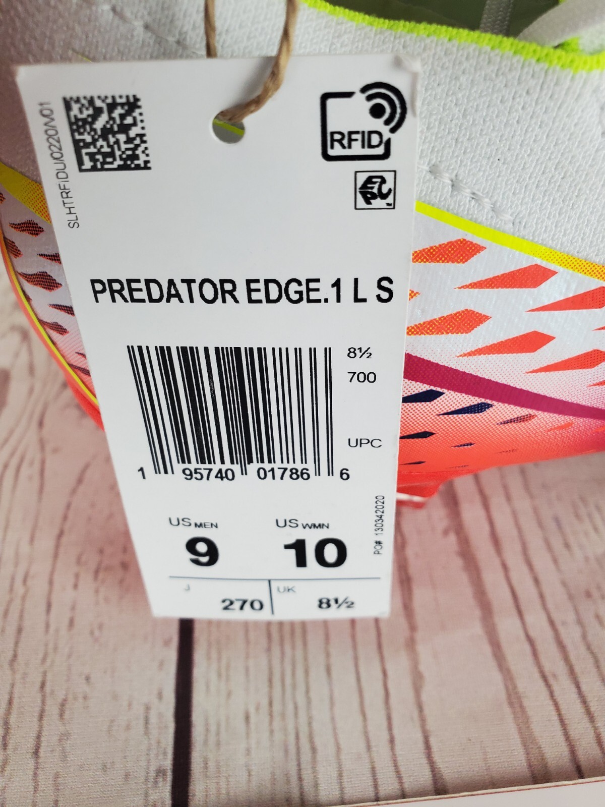 Size 9 Adidas Men's Predator Edge.1 Low SG Soccer Cleats White Solar GW1014 NEW