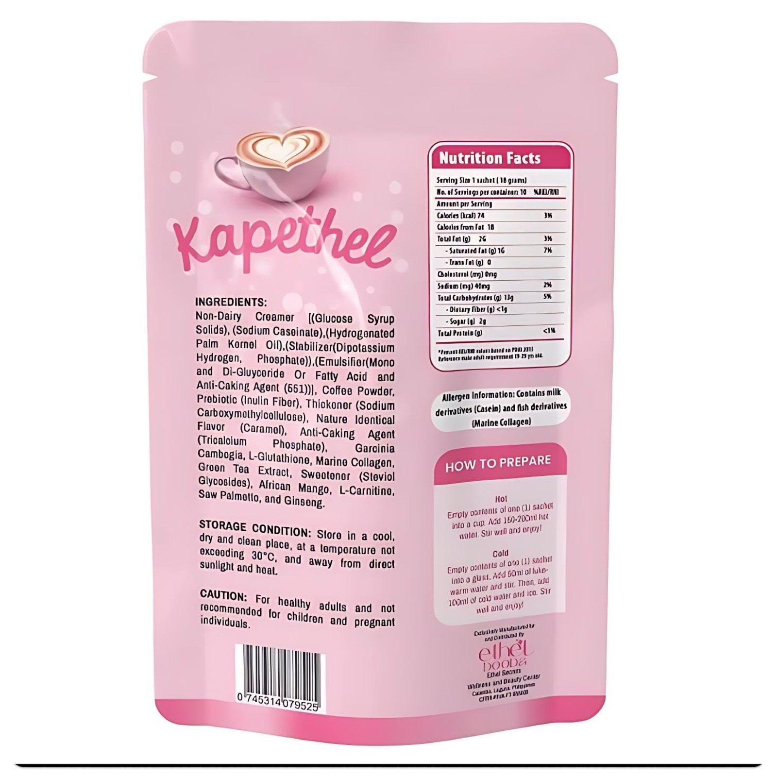KAPETHEL COFFEE CARAMEL MACCHIATO GLUTATHIONE-COLLAGEN (10 SACHET)