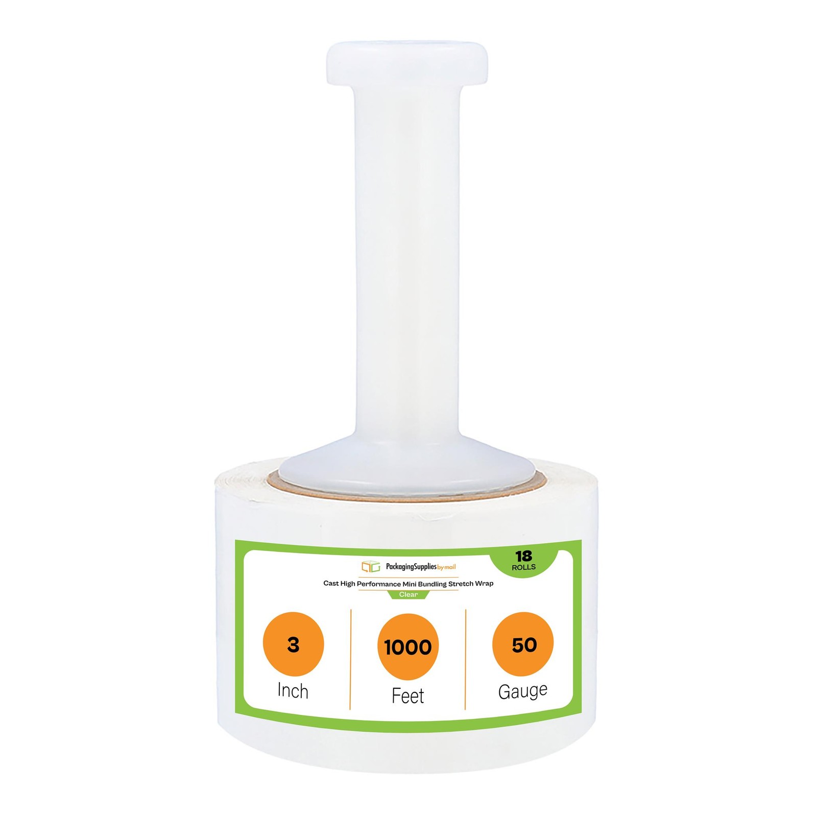 18 Rolls 3" in. x 1000 Ft. Hand Wrap Stretch Shrink Film with Handle