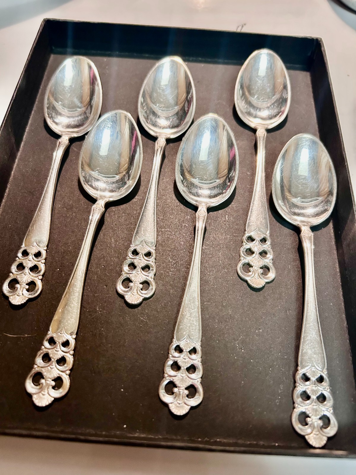 David Andersen Norrona Demitasse 5" Spoon set (6) D-A 60G Elegance Silver Plate