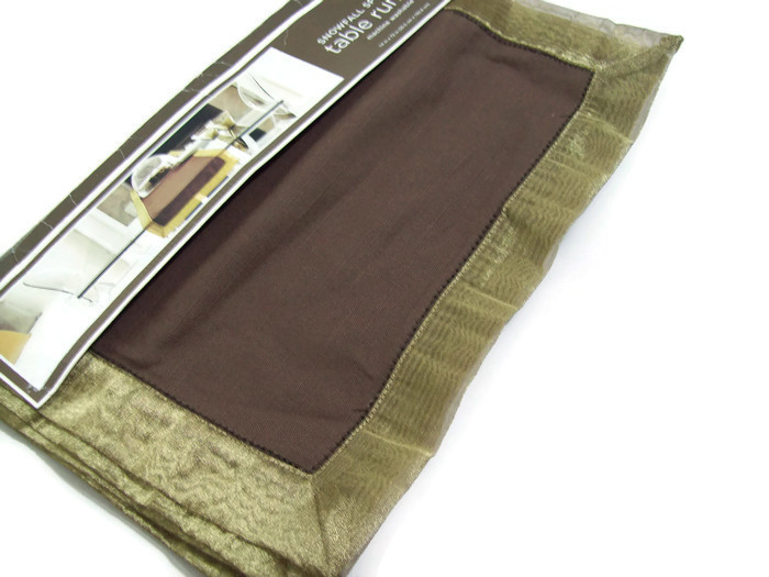 Snowfall Splendor Brown Cloth Table Runner 14" X 72" New