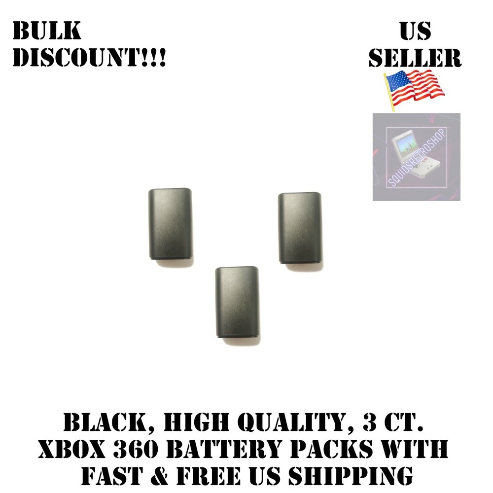 3x Black Battery Replacement for Xbox 360 Controller Case, Shell, Pack, Cover US
