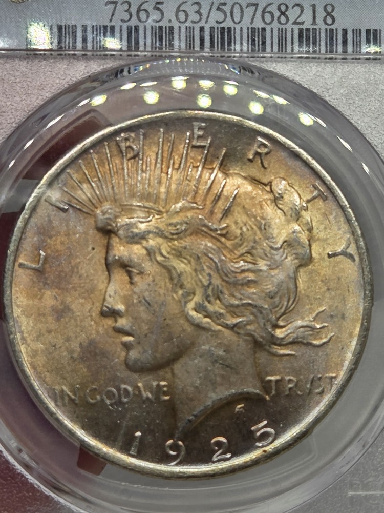 1925 $1 Peace Dollar PCGS MS63 Toned