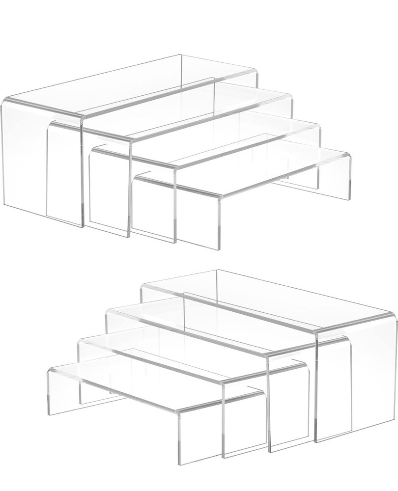 IDAFSA Acrylic Display Risers, 8 Pieces Clear Rectangular Tabletop Display