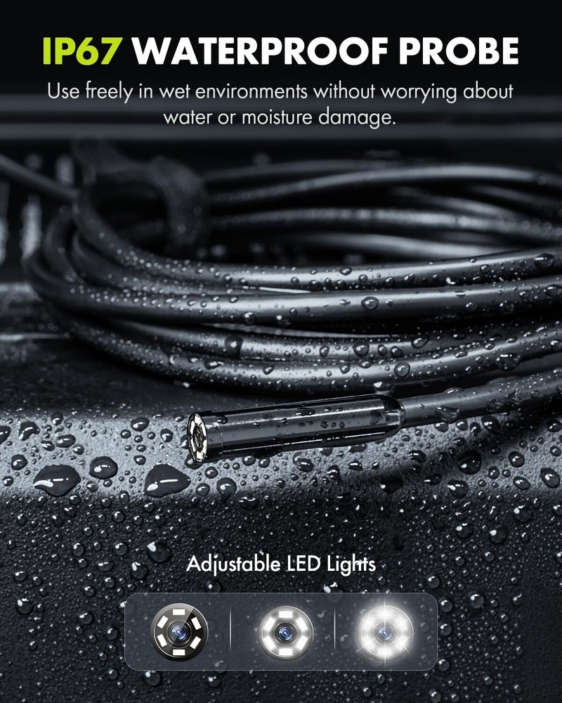 33FT Endoscope Camera Borescope Inspection Camera 4.3" HD Screen for Pipe Engine