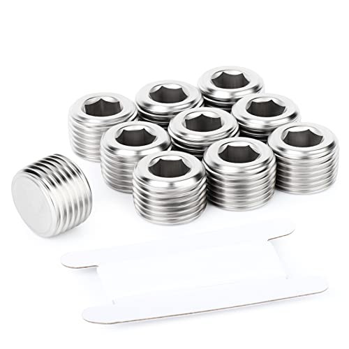 10PCS 304 Stainless Steel Socket Pipe Plug 1/8" MNPT-10Pcs Internal Hex Thread