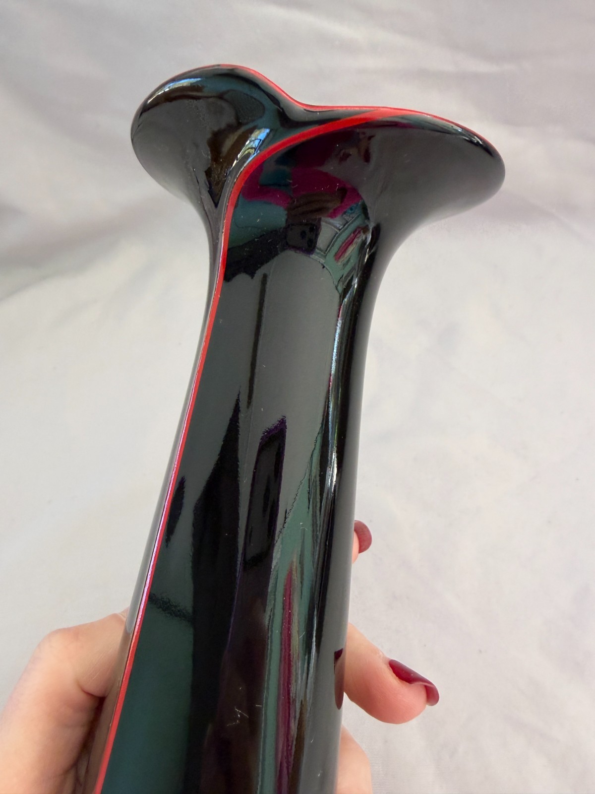 Japanese Black with Red Stripe Bud Vase Yamaji