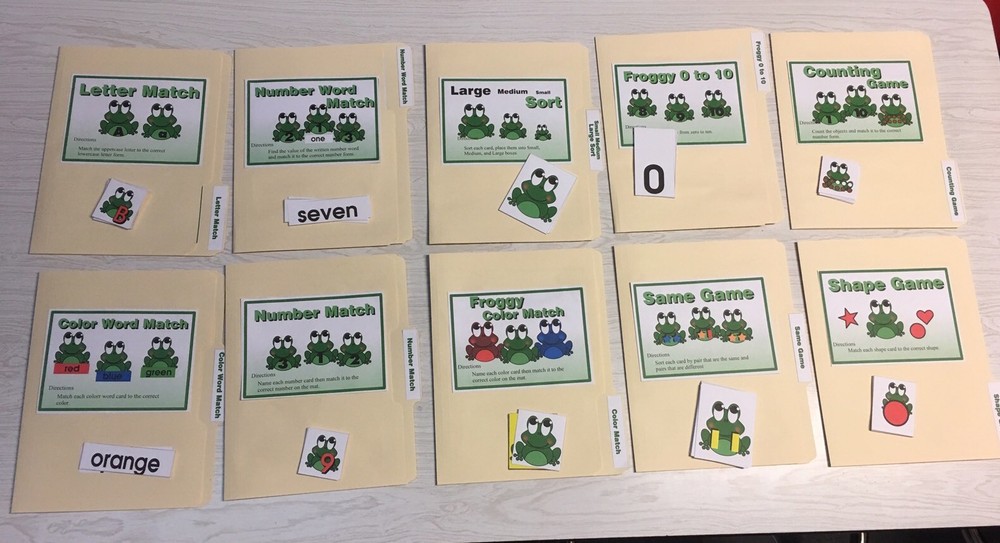 10 File Folder  Set -  Teaching  READING MATH -Froggy Kit