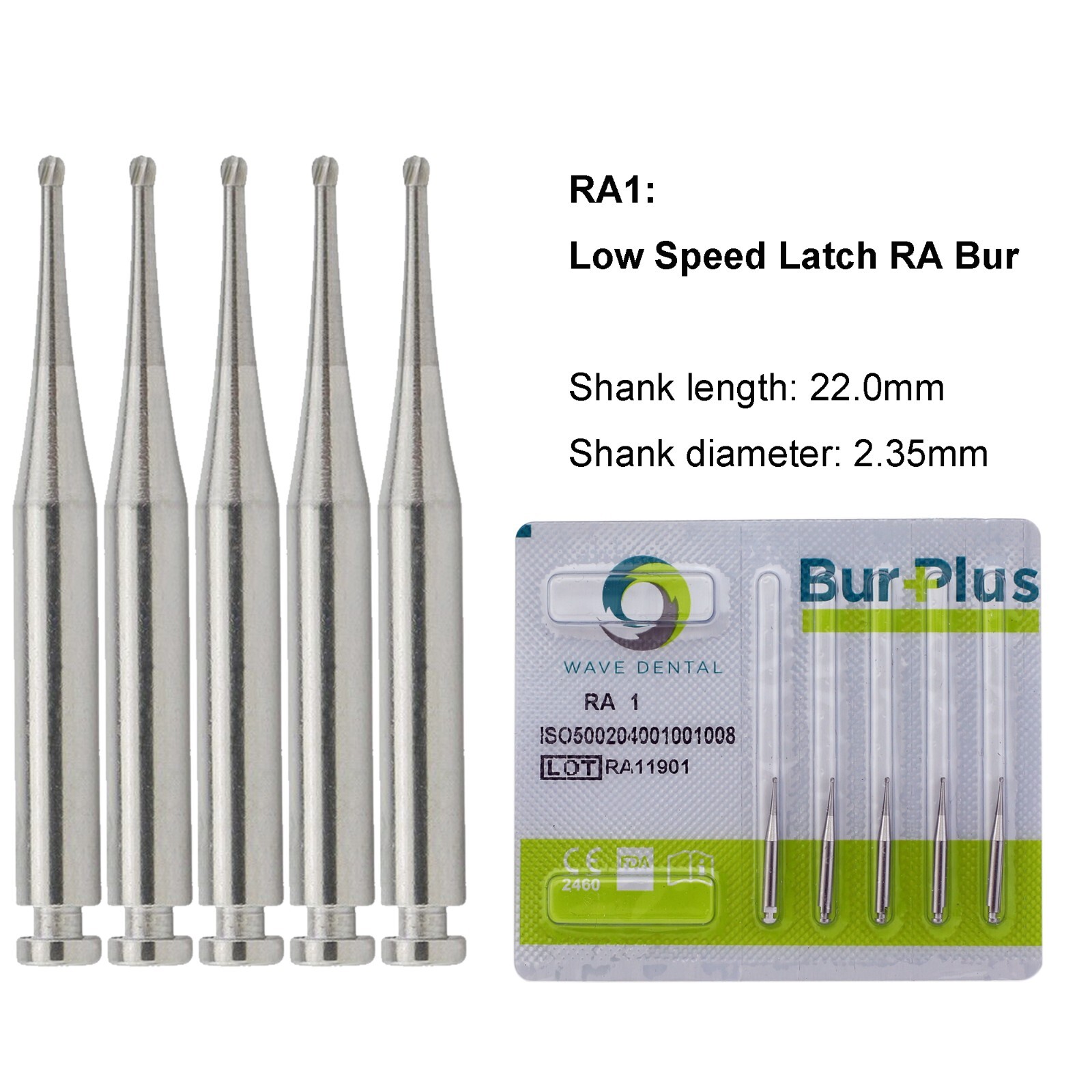 WAVE Dental Round Latch Carbide Bur RA 1 2 3 4 5 6 7 8 Midwest LA For Slow Speed