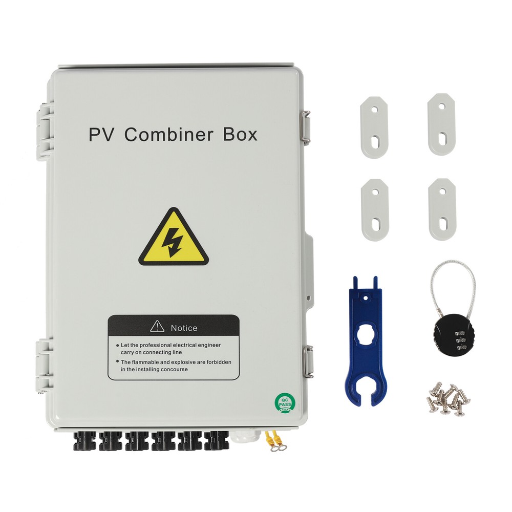 6-String Solar PV Combiner Box New 15A Circuit Breaker For Solar Panel System
