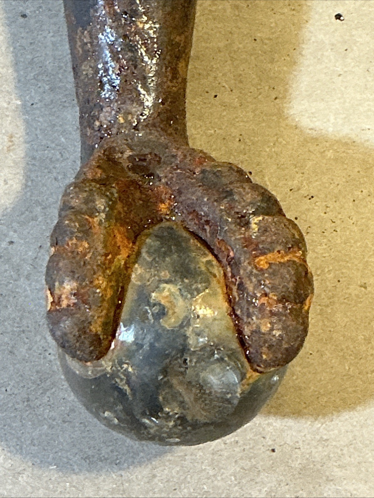 Set Of 4 Antique Cast Iron Glass Ball Table Feet Claw Feet As Is INV-AD60