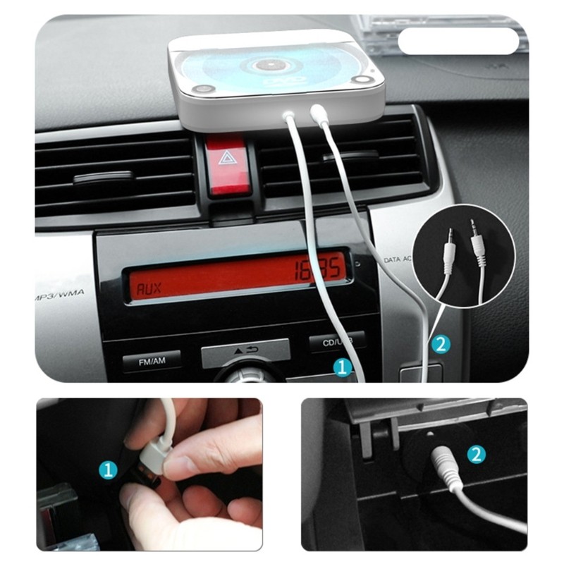 Plug Play Car Disc Player USB Auxs Connection Durability Plastic Body Clear