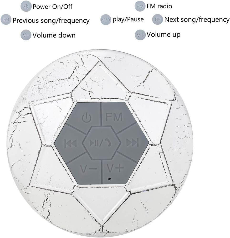Portable Bluetooth Shower Speaker with LED Crack Light in Diamond Shape, White,