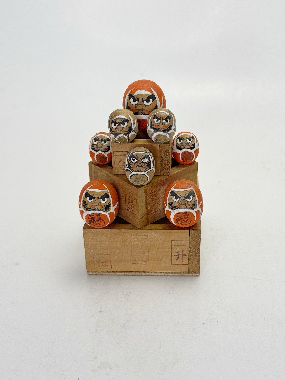 Japan Vtg Odawara Souvenir Daruma 4" Folk Art Miniature Doll Handcraft