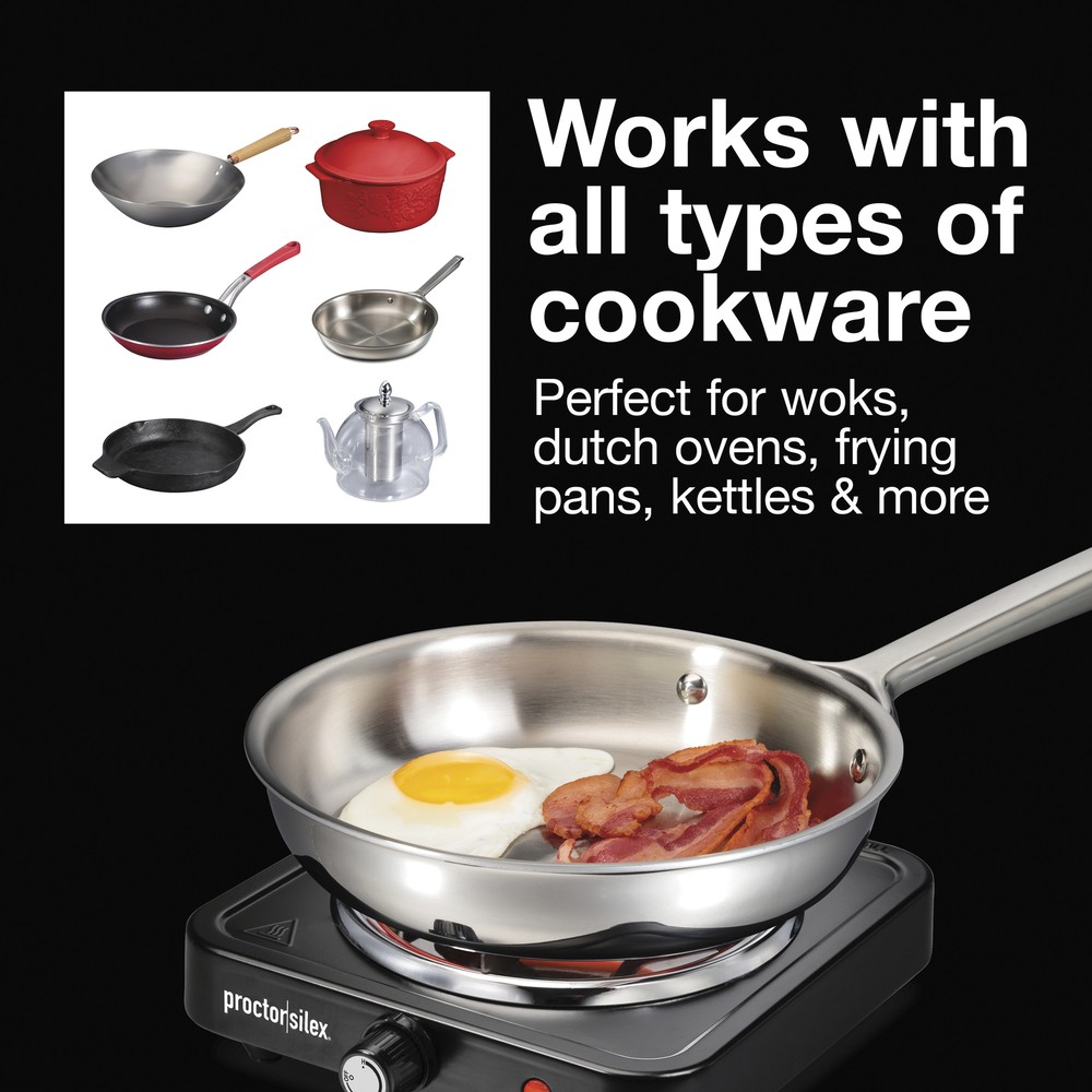 Proctor Silex Single Burner Cooktop Adjustable Temperature Portable Stainless...