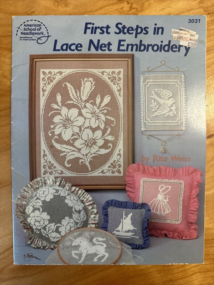 Vintage 1984 First Steps in LACE NET EMBROIDERY Craft Pattern Book