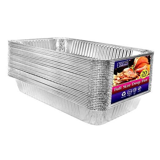 Aluminum Deep Foil Pans Full Size, Large Disposable Roasting & Baking 20 pack