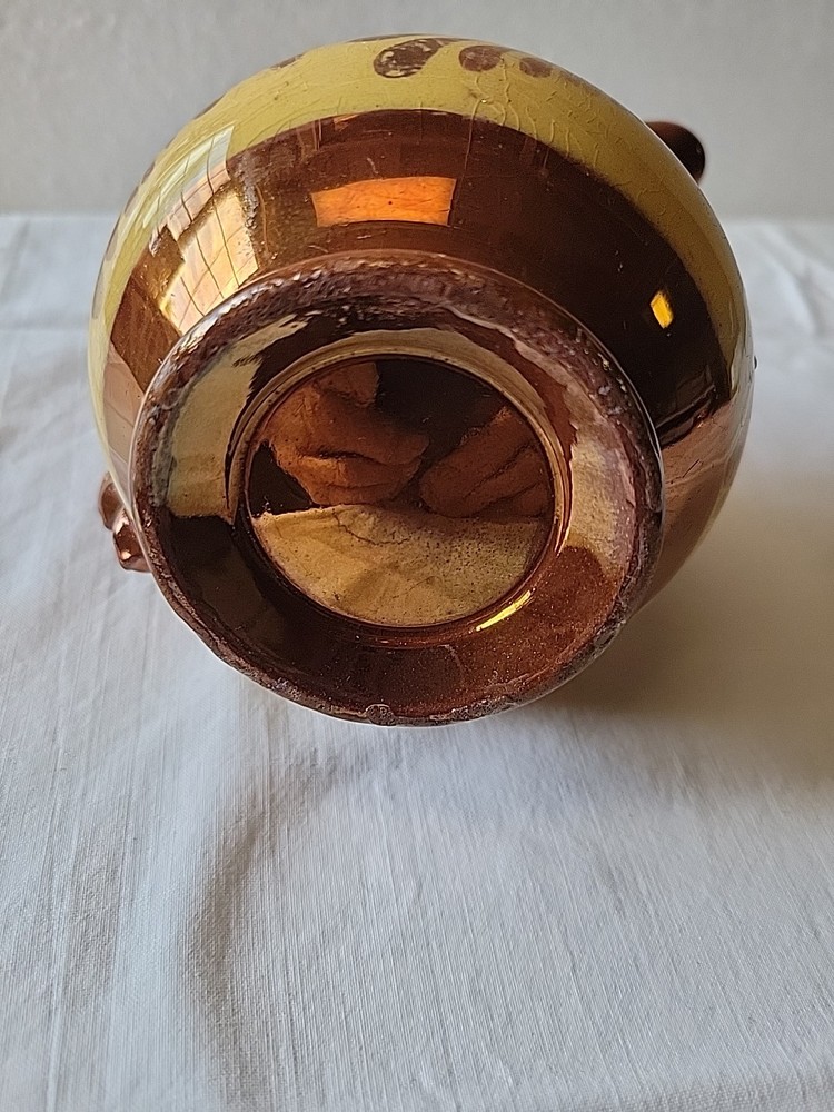 Pink Copper Lusterware Pitcher with hand painted Band
