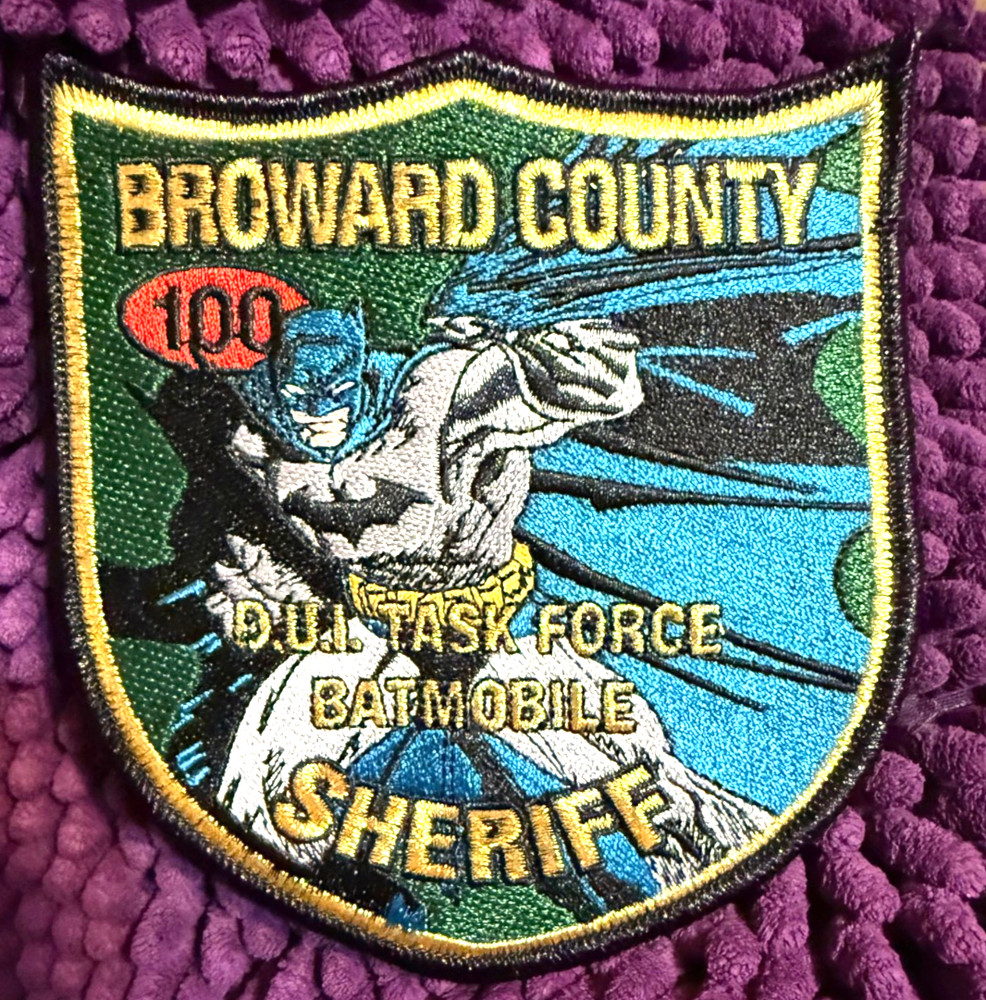 RARE Broward County Sheriff D.U.I Task Force Patch Batman/Batmobile Edition