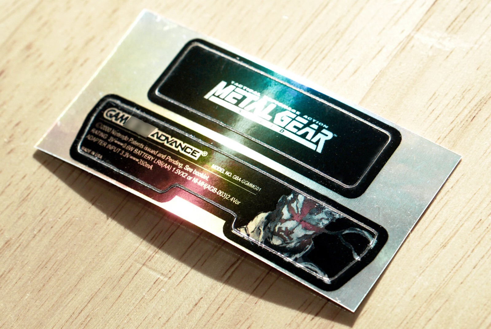 Metal Gear Solid Gameboy Advance GBA Holographic Replacement Sticker Set