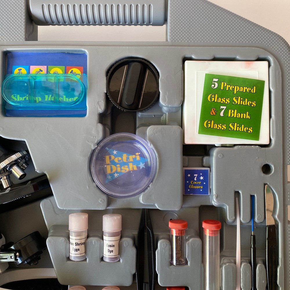 AmScope 52pc 120X-1200X Starter Compound Microscope Science Kit for Kids