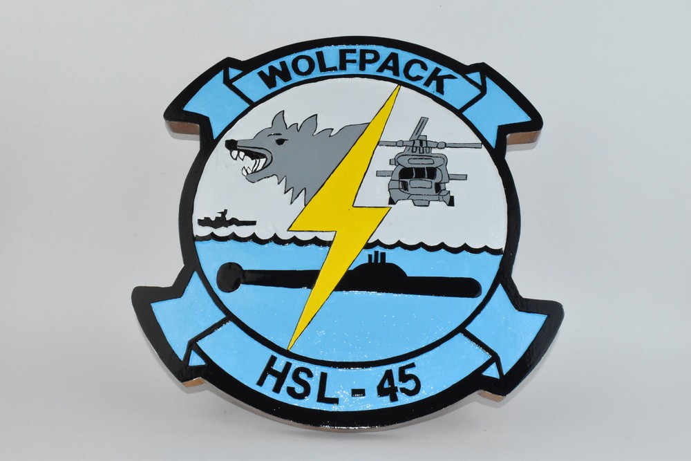 HSL-45 Wolfpack Plaque,14", Mahogany
