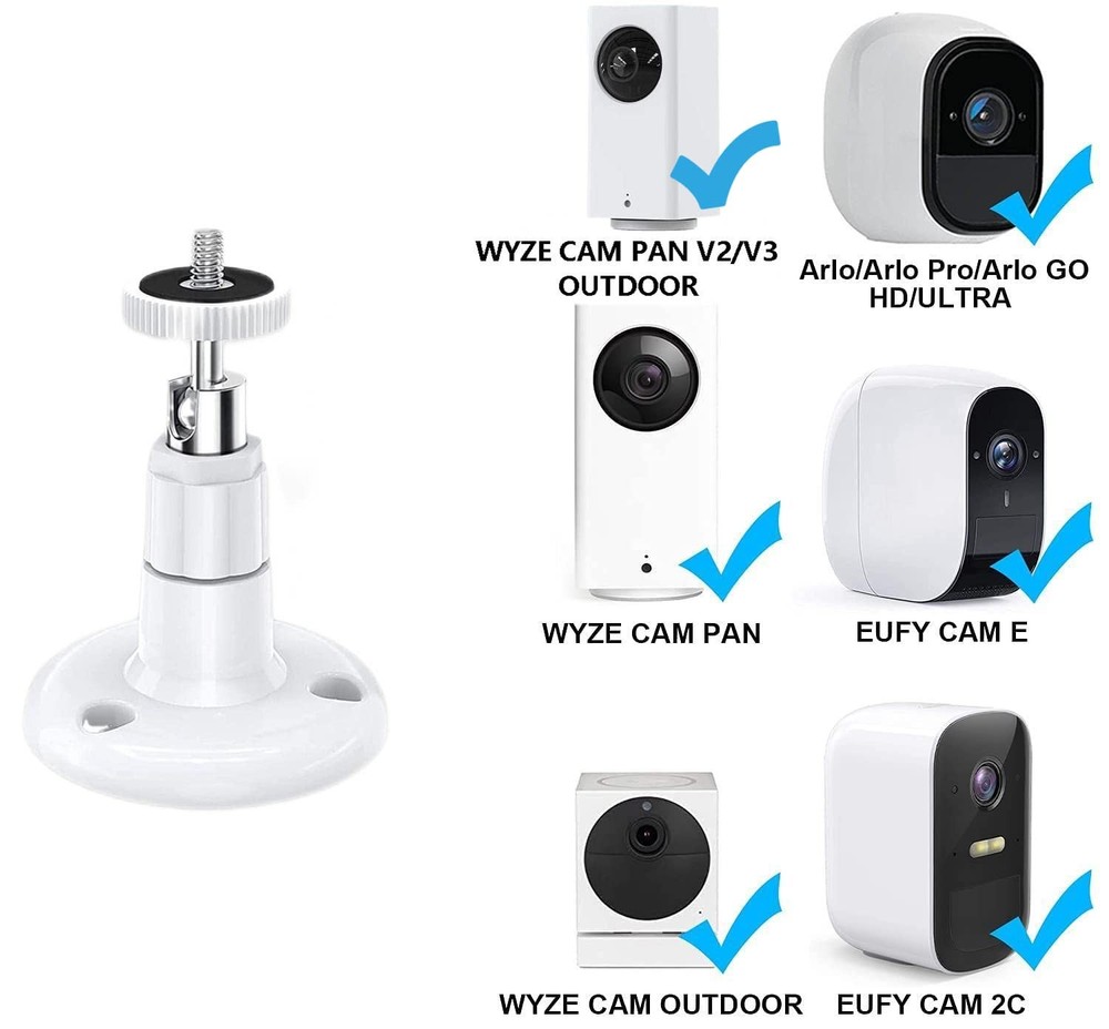 2 Pack Adjustable Security Wall Mount for Ring Camera&Stick Up Cam White