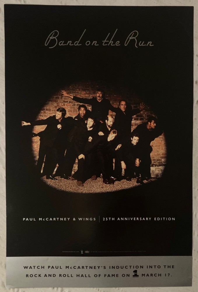 Paul McCartney & Wings 1999 Promo Poster Band On The Run 25th Anniversary T