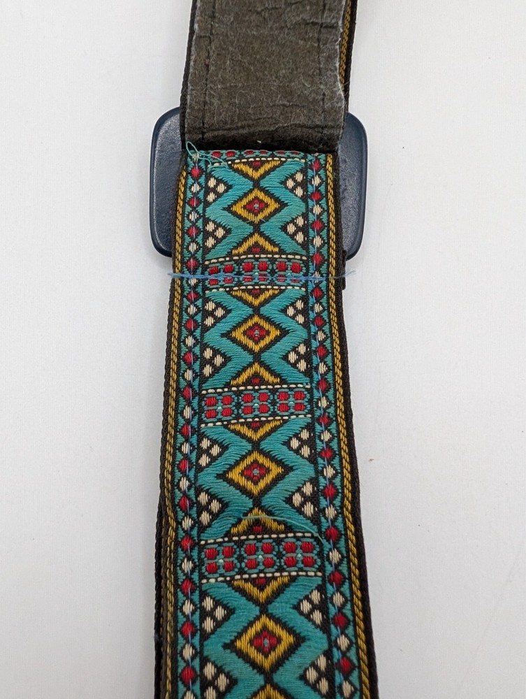 Vintage 70's Camera Neck Strap Woven Pattern Adjustable ~3ft Retro
