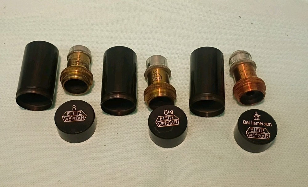 Vtg 1925 Ernst Leitz Wetzlar Microscope both Binocular & Single & Case & Optics