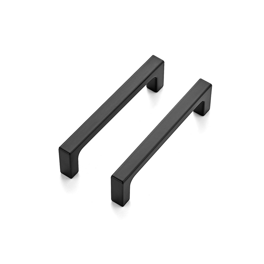10 Pack Solid 3-3/4 Inch Kitchen Square Cabinet Handles Matte Black Pulls Dra...