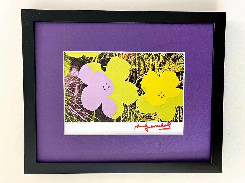 ANDY WARHOL AWESOME 1984 SIGNED FLOWERS PRINT MATTED 8X10!