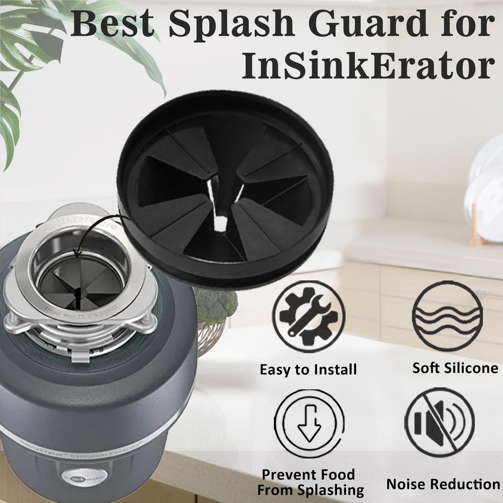 Garbage Disposal Splash Guard, 3 3/8" Upgraded for InSinkErator Black 2 Pack