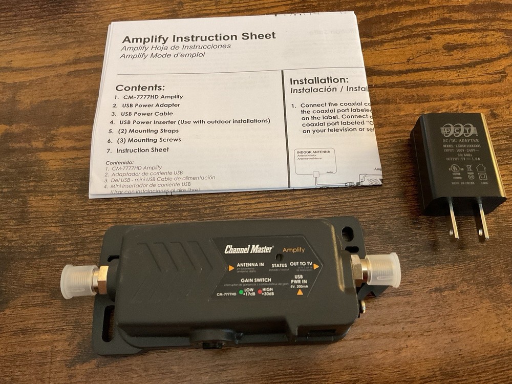 Channel Master CM-7777HD Amplify + Adjustable Gain Antenna Preamplifier Open Box