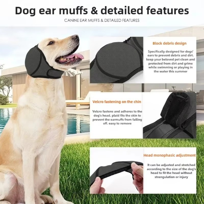 Calming Dog Ear Muffs Anti Anxiety Hood Cover Noise Reduction for Grooming Bath