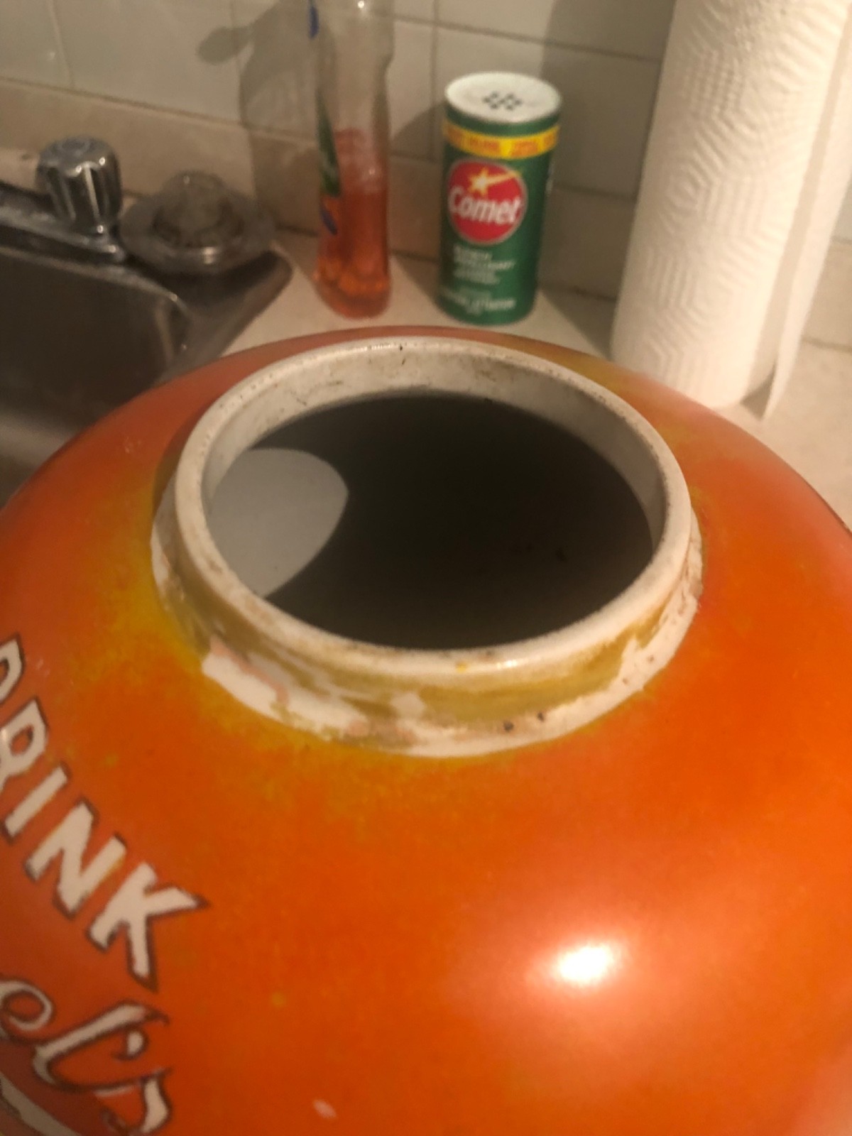 VINTAGE RARE c.1919 CERAMIC "HOWEL'S ORANGE-JULEP 5c" SODA FNT SYRUP DISPENSER