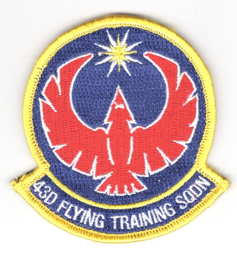 USAF Air Force Patch:   43rd Flying Training Squadron - 3 1/4" hook & loop