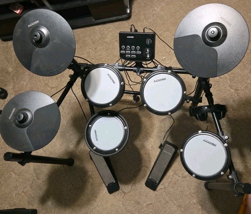 AODSK Digital Electronic Drum Kit Complete Mesh Pads Cymbals Pedals Sticks