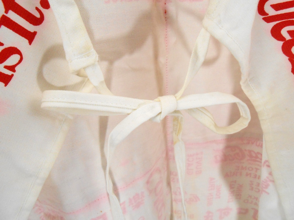 Coca Cola Vintage 1984 Script Logo White Red Kitchen BBQ Pocket Apron Leshner